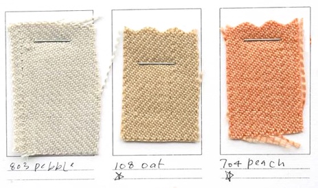 Fabric swatches of different colors.