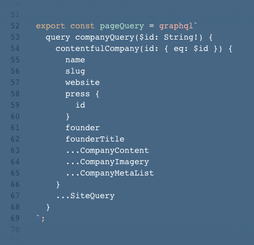 Gatsby GraphQL code snippet