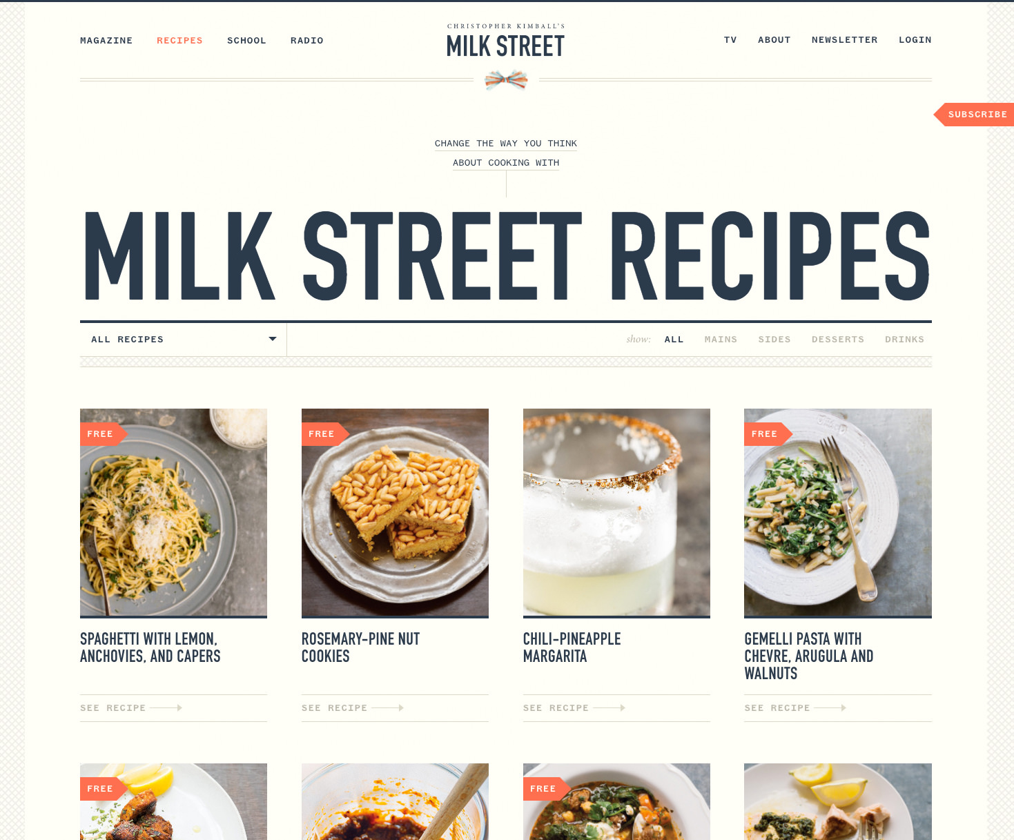 Recipe landing page on the Milk Street website.