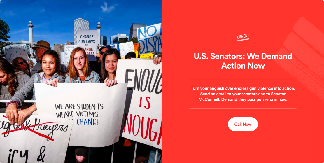 An urgent action on the Moms Demand Action website.