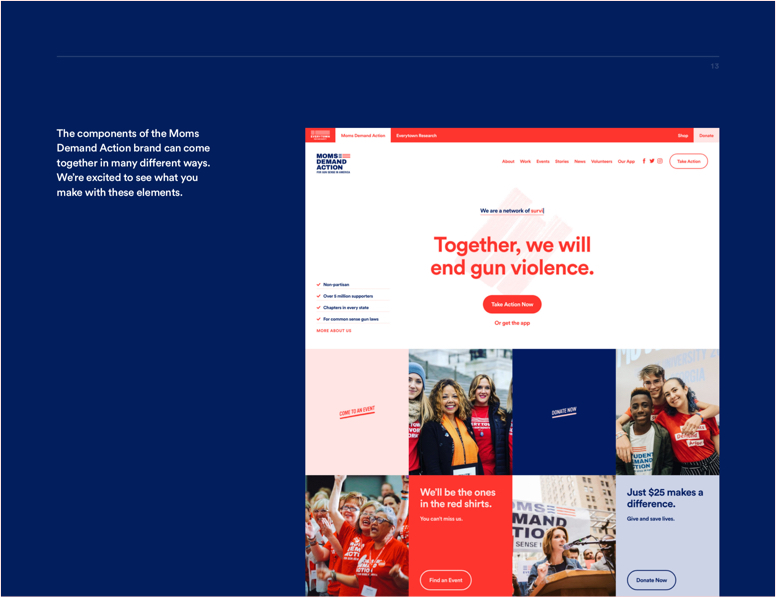 A page from our design system guide about how to use components together.