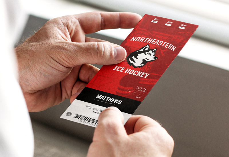 Northeartn Huskies ice hockey ticket.