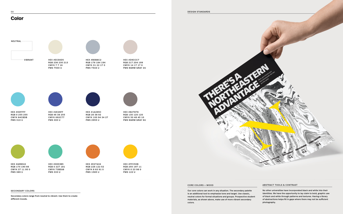 A section of the brand book about color palette.