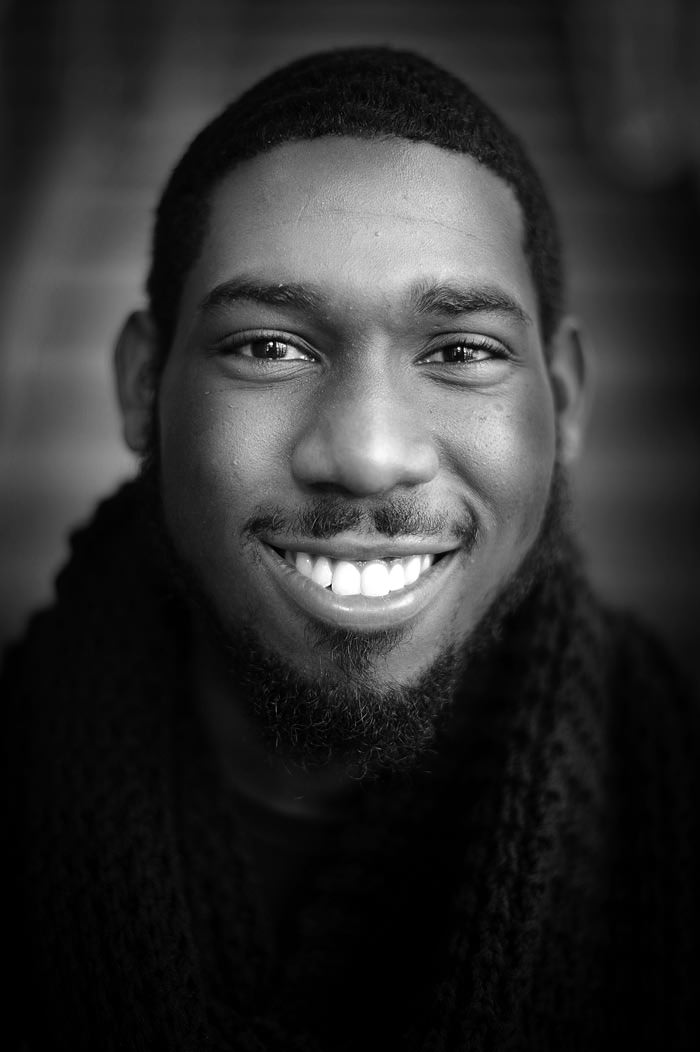 Black and white portrait of a student.