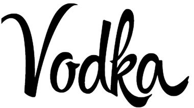 The word 'Vodka' written in the Hipster Script typeface.