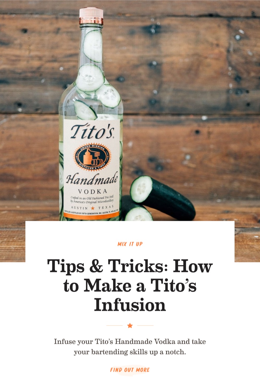 Promo for infusions on Tito's Handmake Vodka website.