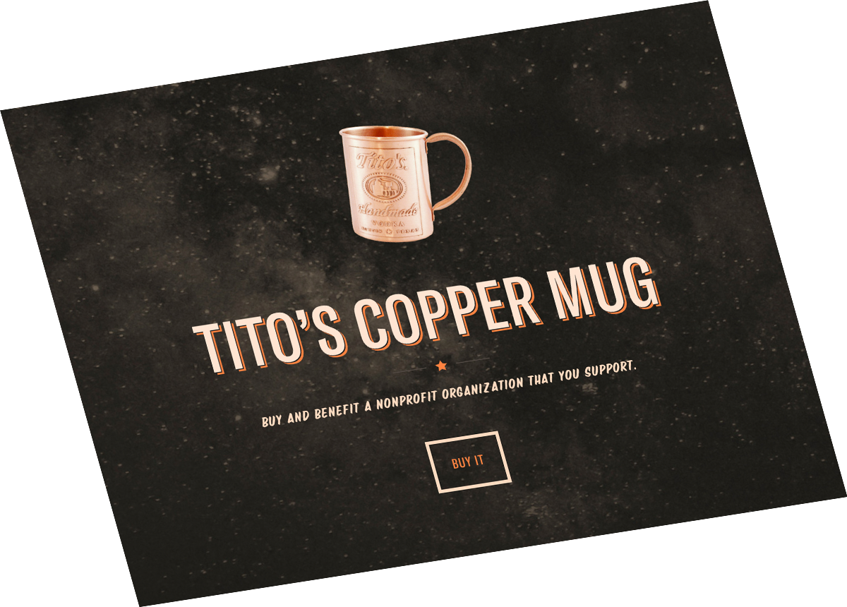 Copper mug for sale on the Tito's Handmade Vodka website.