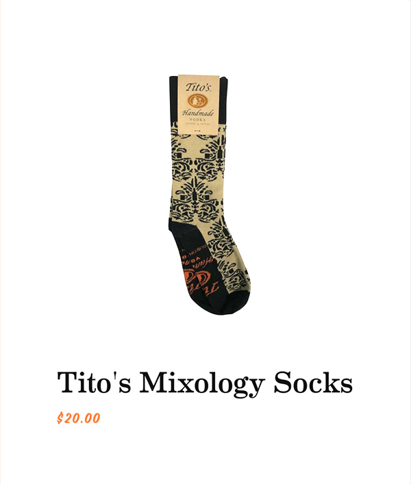 Tito's Mixology Socks on the store of the Tito's Handmade Vodka website.