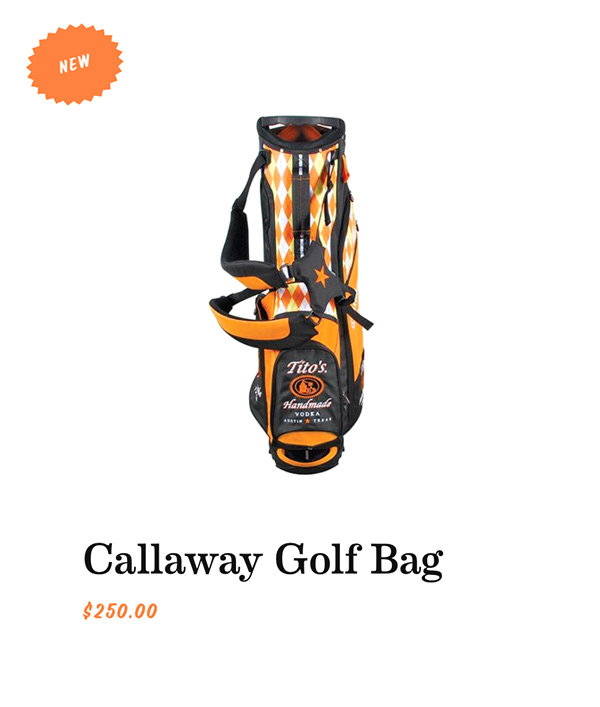 Callaway Golf Bag on the store of the Tito's Handmade Vodka website.