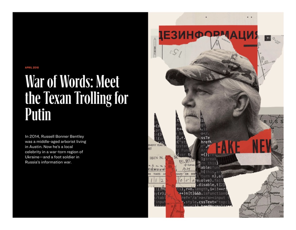 Article Topper: War of Words: Meet the Texan Trolling for Putin
