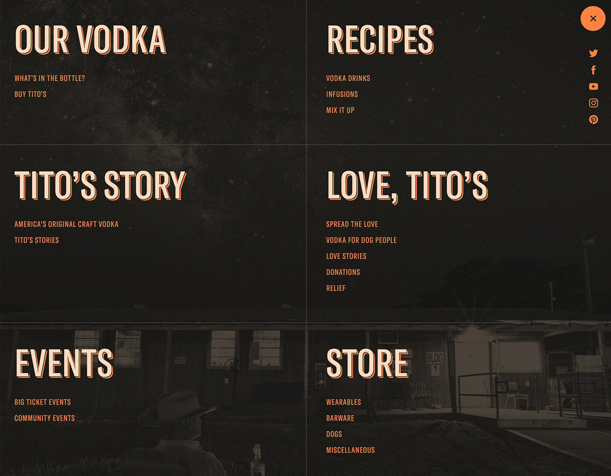 Screenshot of global menu