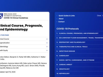 A screenshot of the COVID Protocols website, which uses Google Doc as its content management tool.
